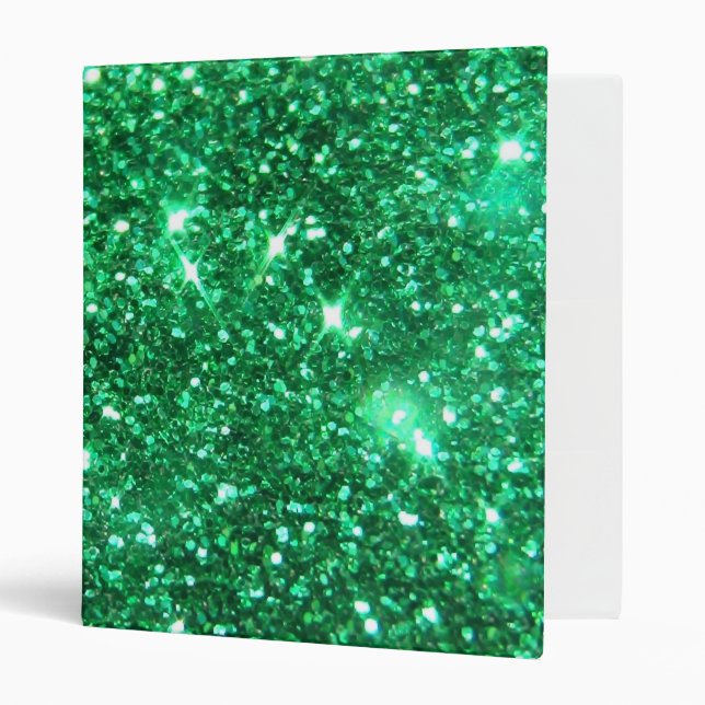 Glitzy Green Glitter 3 Ring Binder (Front/Inside)