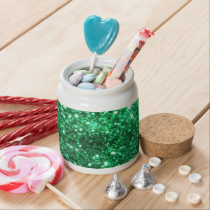 Glitzy Green Glitter Candy Jar