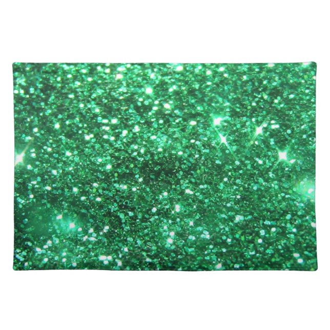 Glitzy Green Glitter Cloth Placemat (Front)