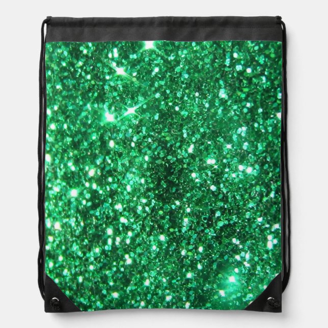Glitzy Green Glitter Drawstring Bag (Front)