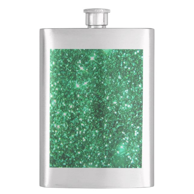 Glitzy Green Glitter Flask (Front)