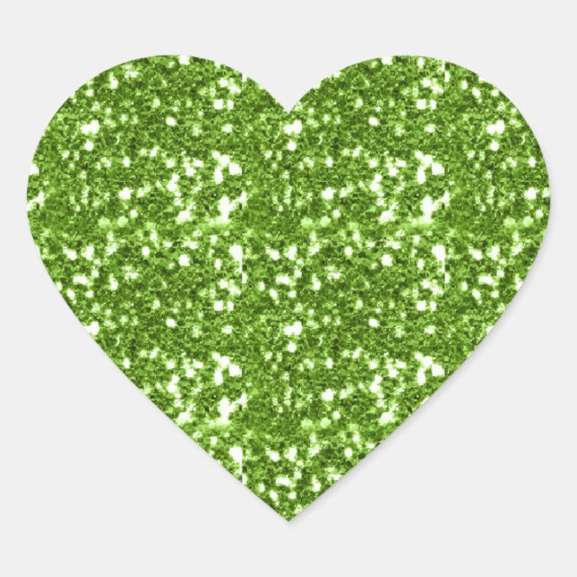 Glitzy Green Glitter Heart Pattern Gifts Sticker (Front)