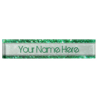 Glitzy Green Glitter Name Plate