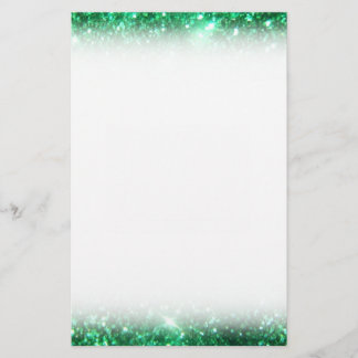 Glitzy Green Glitter Stationery