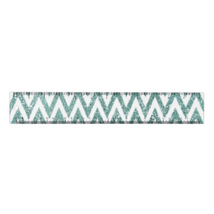 Glitzy Green White Chevron Zigzag Stripes Ruler