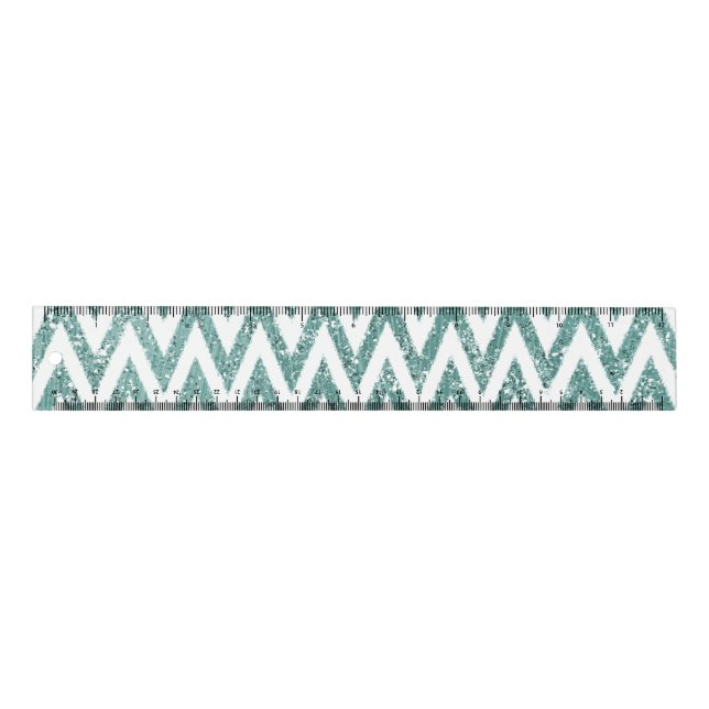 Glitzy Green White Chevron Zigzag Stripes   Ruler (Front)