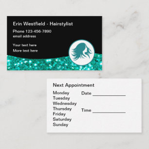 Glitzy Hair Beauty Appointment Business Cards