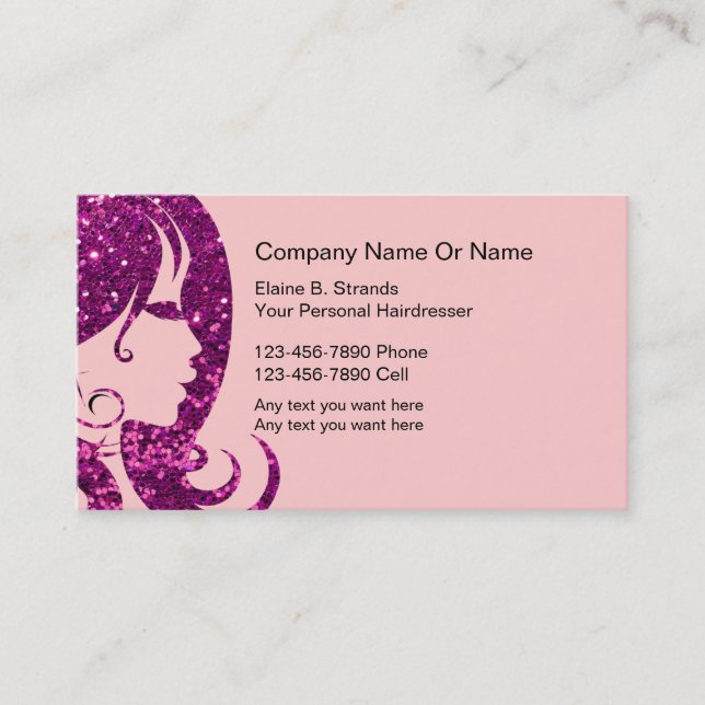 Glitzy Hairdresser Business Cards (Front)