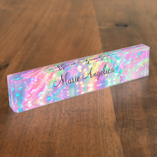 Glitzy Holographic Desk Name Plate