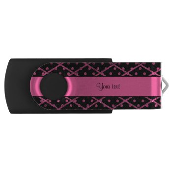 Glitzy Hot Pink Glitter Polka Dots & Diamonds Usb Flash Drive by kye_designs at Zazzle