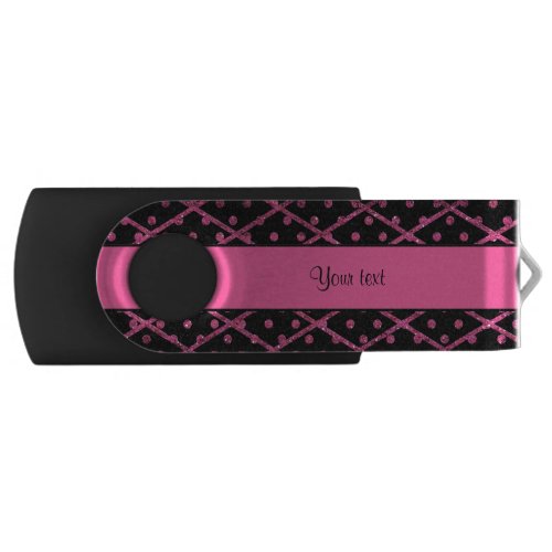 Glitzy Hot Pink Glitter Polka Dots  Diamonds USB Flash Drive