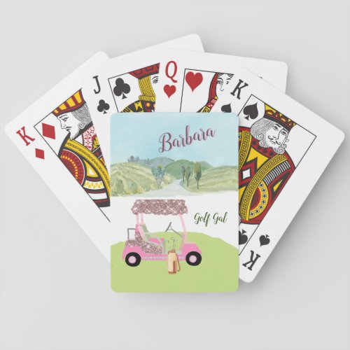 Glitzy Humor Golf Cart Scenic  Playing Cards