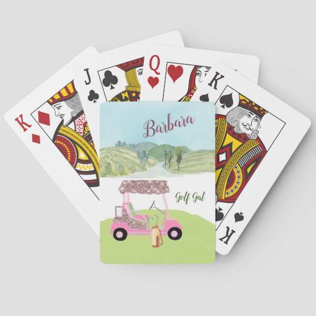 Glitzy Humor Golf Cart Scenic  Poker Cards (Back)