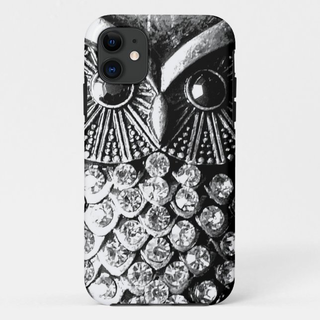 Glitzy Jewelled Metal Owl Case-Mate iPhone Case (Back)
