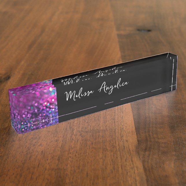 Glitzy Ladies Bling Monogram  Desk Name Plate (Side)
