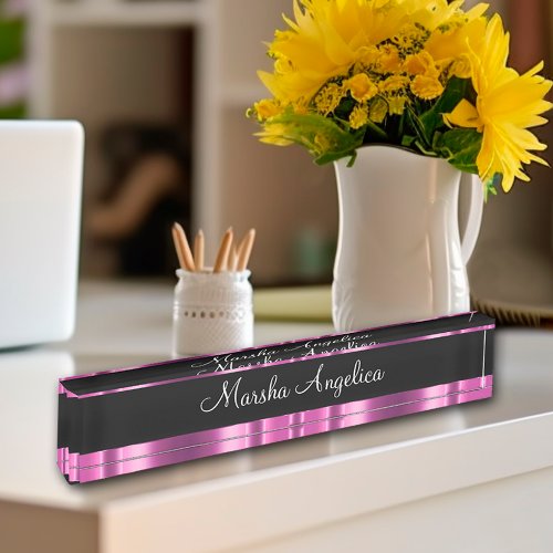 Glitzy Ladies Monogram Desk Name Plate