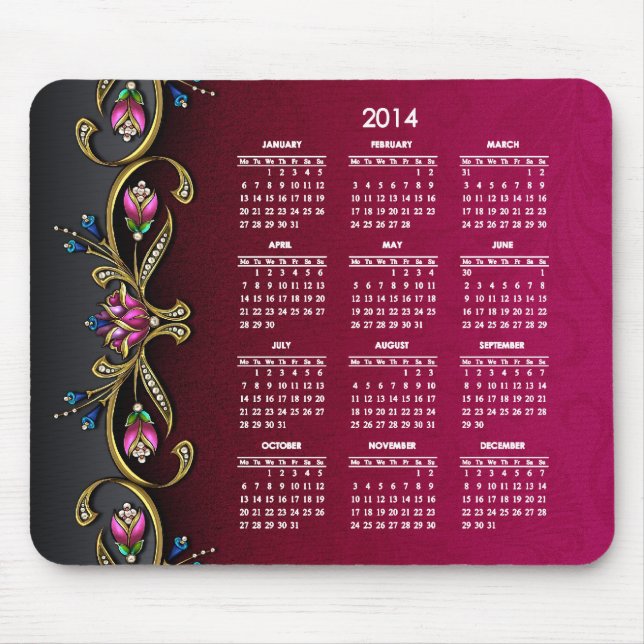 Glitzy Lady 2014 Calendar Mouse Pad (Front)