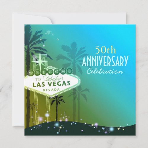 Glitzy Las Vegas 50th Wedding Anniversary Invites