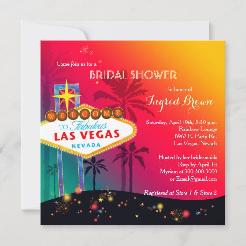 Glitzy Las Vegas Bridal Shower Invitations