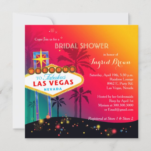Glitzy Las Vegas Bridal Shower Invitation (Front)