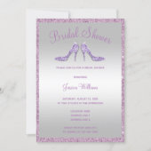 Glitzy Lilac Sequins & Stilettos Bridal Shower Invitation (Front)