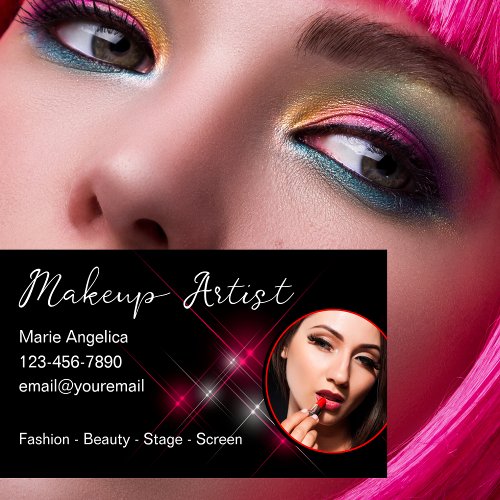 Glitzy Makeup Artist Fashion Glam Business Card
