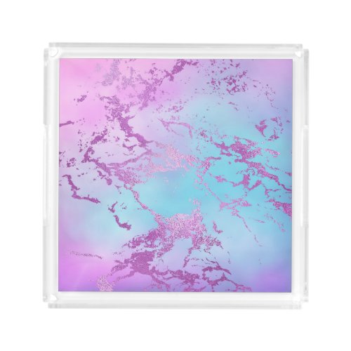 Glitzy Marble  Girly Glam Pink Blue Purple Ombre Acrylic Tray