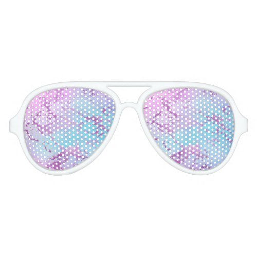 Glitzy Marble  Girly Glam Pink Blue Purple Ombre Aviator Sunglasses