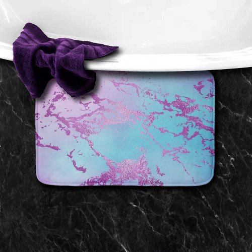 Glitzy Marble  Girly Glam Pink Blue Purple Ombre Bath Mat