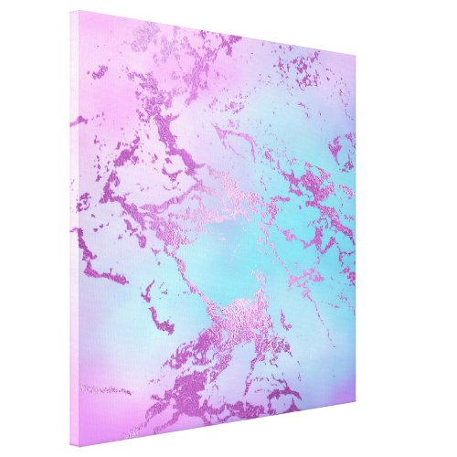 Glitzy Marble  Girly Glam Pink Blue Purple Ombre Canvas Print