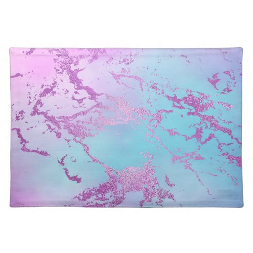 Glitzy Marble  Girly Glam Pink Blue Purple Ombre Cloth Placemat