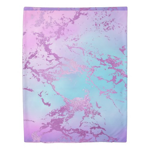 Glitzy Marble  Girly Glam Pink Blue Purple Ombre Duvet Cover