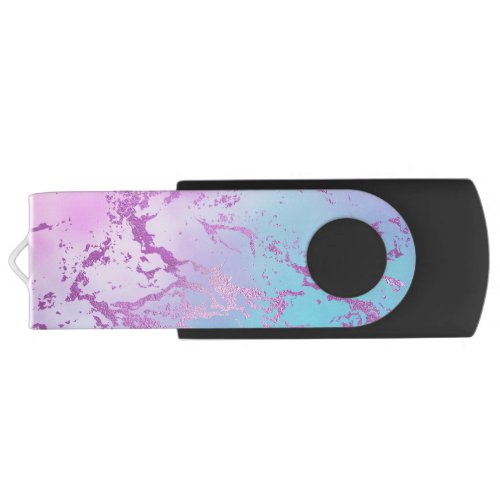 Glitzy Marble  Girly Glam Pink Blue Purple Ombre Flash Drive