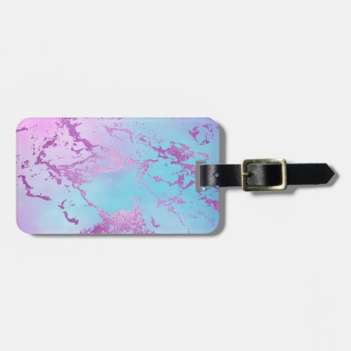 Glitzy Marble  Girly Glam Pink Blue Purple Ombre Luggage Tag