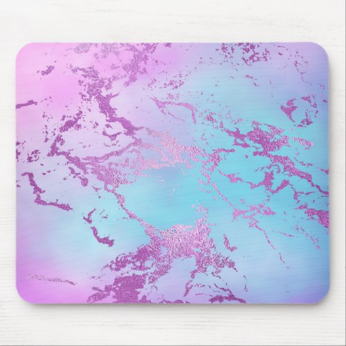 Glitzy Marble  Girly Glam Pink Blue Purple Ombre Mouse Pad