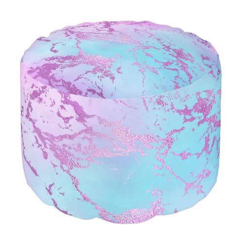 Glitzy Marble  Girly Glam Pink Blue Purple Ombre Pouf