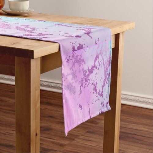 Glitzy Marble  Girly Glam Pink Blue Purple Ombre Short Table Runner