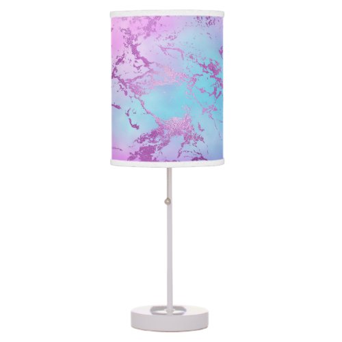 Glitzy Marble  Girly Glam Pink Blue Purple Ombre Table Lamp