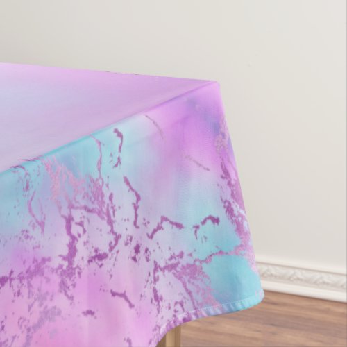 Glitzy Marble  Girly Glam Pink Blue Purple Ombre Tablecloth