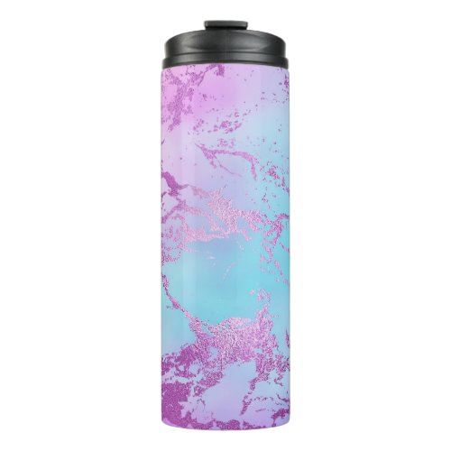 Glitzy Marble  Girly Glam Pink Blue Purple Ombre Thermal Tumbler