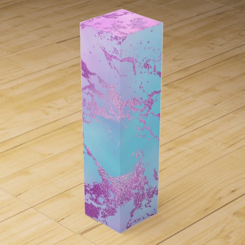 Glitzy Marble  Girly Glam Pink Blue Purple Ombre Wine Box