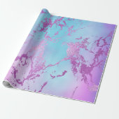 Glitzy Marble | Girly Glam Pink Blue Purple Ombre Wrapping Paper (Unrolled)