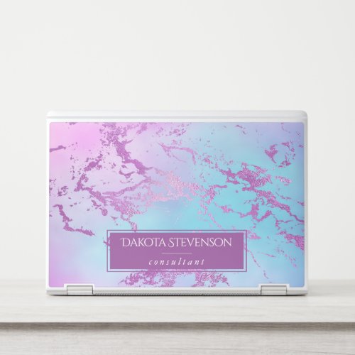 Glitzy Marble  Glam Pink Blue Purple Branding HP Laptop Skin