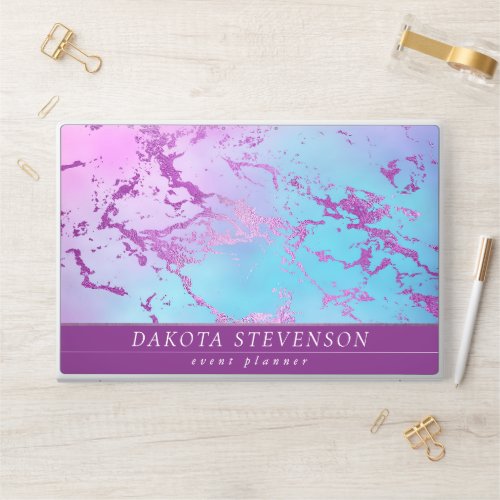 Glitzy Marble  Glam Pink Blue Purple Branding HP Laptop Skin