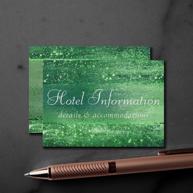 Glitzy Minimalism | Neo Mint Green Hotel Info Enclosure Card (Creator Uploaded)