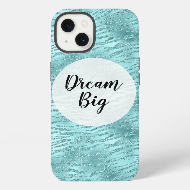 Glitzy Mint Zebra Print Iphone Case (Back)
