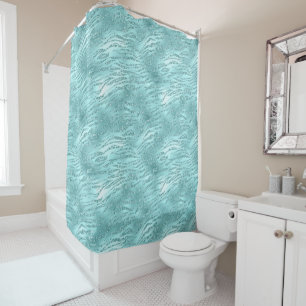 Glitzy Mint Zebra Print Shower Curtain