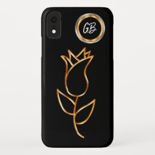 Glitzy Monogram Bling Floral Design iPhone XR Case