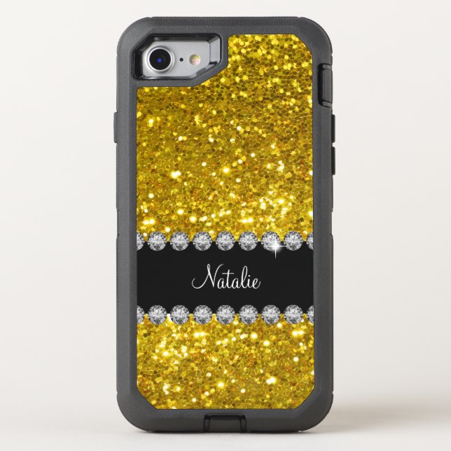 Glitzy Monogram Faux Glitter Otterbox iPhone Case (Back)