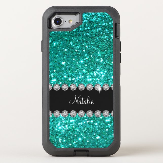 Glitzy Monogram Faux Glitter Otterbox iPhone Case (Back)